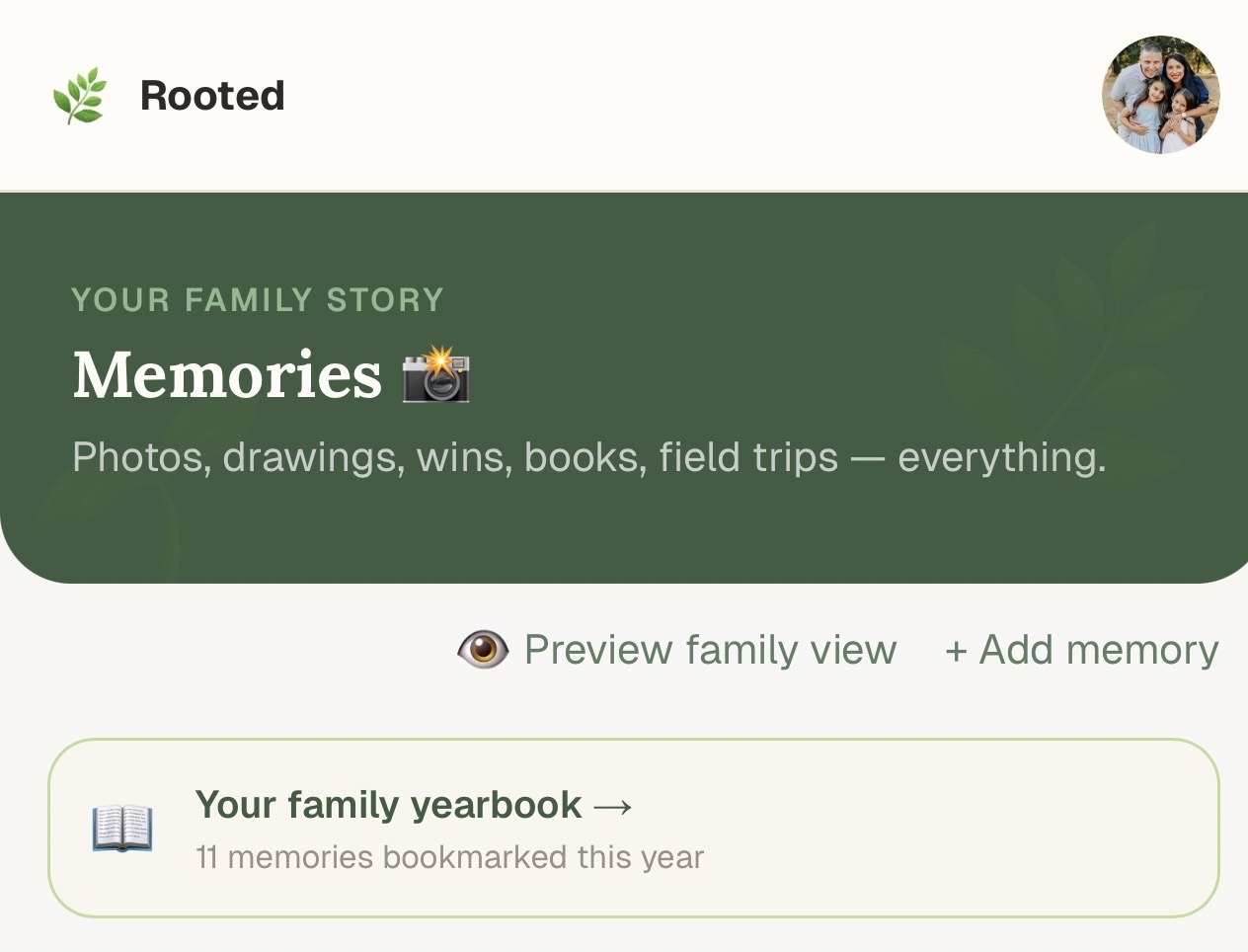 Rooted memories page